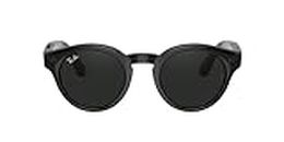 Ray-Ban Stories | Round Smart Glasses with Photo, Video, and Audio, Black/Transitions Clear to Grey Quartz, 48 mm