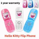 Lindo mini teléfono celular móvil abatible Hello Kitty mejor para niños niñas dama