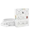 Bitcorp 6A 16A 20A Heavy Duty Extension Board International 7 Socket 4 Switch (2500W) Surge Protector with 4 Meter Long Wire Cable for Ac, Refrigerator, Washing Machine, Microwave & Large Appliances