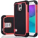 Jeylly for Samsung Galaxy S5 Case, Shockproof Air-Guard Corners Protection Dual Layer Soft TPU Inner+Hard PC Back Slim Fit Phone Cover for Samsung Galaxy S5, Red