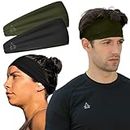Temple Tape Headband, Sweatband and Sports Headbands Moisture Wicking Workout Sweatbands for Running, Crossfit, Skiing and Bike Helmet Friendly, 2 Piece