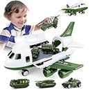 UNIH Toys Set, Transport Cargo Airplane and 6PCS Mini Army Vehicles, Military Vehicle Play Set Birthday Gift for Kids Toddlers Boys 3 4 5 6 Years Old