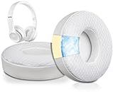 SoloWIT Cooling Gel Replacement Ear Pads Cushions for Beats Solo 2 & Solo 3 Wireless On-Ear Headphones, Solo2 Solo3 Earpads with High-Density Noise Isolation Foam, Added Thickness - White