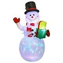 Bonhomme de Neige de Noël Gonflable de 5 Pieds, Bonhomme de Neige Gonflable avec des lumières LED et souffleur USB Blow Up Lighted Snowman Decorations Mignonne