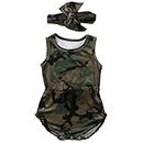 KIDSA 0-24M Camo Baby Boy Girl Romper Clothes One-Pieces Jumpsuit Bodysuit Outfits Set with Headband