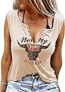 Not My First Rodeo Tank Women Rodeo Shirt Country Shirts Western T Shirt Sleeveless V Neck Ring Hole Cowboy Tank Tops, Apricot-p2, Medium