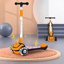 StarAndDaisy Skate Scooter for Kids 6-12 Years Girls & Boys with Led Light PU Wheels, 4 Gear Height Adjustment, Upto 60 Kg Weight Support Chassis, Easy to Ride All Type of Ground (Orange-Black)
