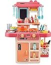 ZEKWON ENTERPRISE Plastic Kitchen Set for Kids Girls Cooking Set Pretend Play Toy with Water Tap Light and Sound Toy Battery Operated Kitchen Playset Birthday Gift (Kids 42 Pcs Kitchen Set Toys)