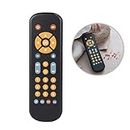 Nueplay Baby TV Remote Control Toy with Light and Sound, Toddler Realistic Controller with 3 Languages, Early Educational Learning Musical Toys (Black Remote)