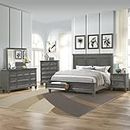 Heavy Duty 6-Piece Bedroom Furniture Sets for Girls Boys Adults, Modern King Size Bedroom Set Include Solid Wood Pine Platform Storage Bed, 2 Nightstands, 7-Drawer Chest, 10-Drawer Dresser and Mirror