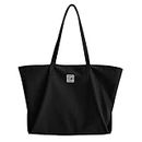 MAYMOONER Black Tote Bag with Zipper Women Nylon Shoulder Bag Big Capacity Casual Handbags for Work School