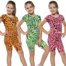 Pantaloncini top e ciclismo per bambine stampa leopardata outfit estivo set di abbigliamento