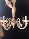 Shabby Chic Style Ivory Colored Chandelier, Perfect Condition, 21"h. x 20"w.