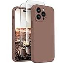 FireNova for iPhone 14 Pro Case, Silicone Upgraded [Camera Protection] Phone Case with [2 Screen Protectors], Soft Anti-Scratch Microfiber Lining Inside, 6.1 inch, Light Brown