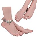MOTLEYBEAN Silicone Female Model Feet Life Size Realistic Mannequin Foot with Inside Skeleton Jewelry Sandals Socks Art Collection with Nails (Left Foot, Brown)