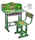 Toby Kids Study Table Chair Set Height Adjustable (Wooden Baby Desk) Age Between 3-11 with 8+1 Ext Board (Green)