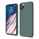 elago Silicone Case Compatible with Apple iPhone 11 Pro Max (6.5 “) - Liquid Silicone, Soft Microfiber Lining, Raised Lip for Screen & Camera, Full Body Protection, Flexible (Midnight Green)