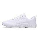 TWDKCHER Youth Cheer Shoes Girls White Cheerleading Shoes Dance Athletic Training Breathable Fabric Dancing Lightweight Competition Comfortable Sport Kids Girls Cheer Sneakers, White01, 3.5 Big Kid
