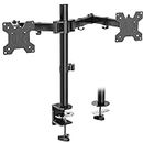 WALI Dual Monitor Mount, Monitor Arm Fits 2 Screens up to 27 inch, Dual Monitor Stand for Desk 22 lbs Weight Capacity per Arm Fully Adjustable Designed for Home Office (M002), Black