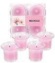 HYOOLA Clear Cup Scented Votive Candles - Magnolia - 12 Hour Burn Time - 4 Pack - European Made