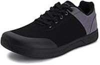 WHITIN Men's Wide Width Toe Box Walking Shoes Zero Drop Size 12 Sneakers Tennis Breathable Canvas Upper Black 46