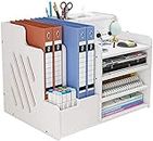 Vikmyer Organizzatore del File del Desktop, Desk Document File Organizer per Office Home School, Paper Letter Tray Organizer (Bianco-pb07)
