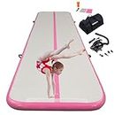 Air Track Tumbling Mat 6.6ft 10ft 13ft 16ft 20ft Gymnastics Mat Inflatable Tumble Track Mats Gymnastics Air Mat for Home Kids Cheer Tumbling Training/Yoga/ Water/Cheerleading/Dance/ Gym/Backyard Gymnastics Training Mat with Electric Air Pump Blow Up(2m, Pink)