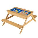 Gymax kids 3-in-1 Picnic Table Outdoor Wooden Water Sand Table W/Play Boxes Wood/Solid Wood in Brown | 22.5 H x 38 W x 48 D in | Wayfair GYM09072