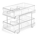 Primeway® 2 Tier Organizer with Slide-Out Storage Containers and Dividers | Kitchen | Bathroom | Refrigerator | Closet| Pantry | Medicine | Cabinet | Office Desktop | Plastic | Transparent Shelf