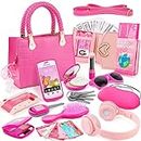 Little Girl Purse with Pretend Makeup for Toddlers, 49PCS Kids Play Purse Set - Princess Toy Accessories, Pretend Play Headset Wallet Phones Sunglasses Keys Credit Cards Birthday Gift for Girls Age 3+