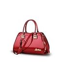 NICOLE&DORIS New Top-Handle Handbag Women Crossbody Shoulder Bag Messenger Purse Satche PU Patent Leather, Red Wine