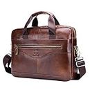 Xieben Leather Shoulder Messenger Bag Briefcase for Men Women Travel Outdoor Business Office Hangbag Laptop Pack Crossbody Sling Pouch Daypack Brown