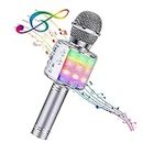 BlueFire 4 in 1 Handheld Karaoke Microphone, Portable Karaoke System with Speaker, Karaoke Machine Home KTV Player with Record Function for Android & iOS Devices(Silver)