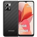 DOOGEE Android Phones, N50 Pro 20GB+256GB, 1TB TF, Android 13 Phone Unlocked, 50MP +8MP, 6.52" HD+Waterproof Scree, 18W Fast Charger, 4G Dual SIM Phones, Face ID/Fingerprint - Black