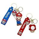 wopin 2 pcs Key Ring,-PVC Keyring Creative Mario Personality Keyring 3D Cute Anime Keychain Cell Phone Bag Pendant Decoration Accessories Gift for Women Men Girls Boys