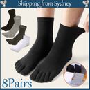 8 Pairs Men Soft Sport Running Five Finger Toe Socks Elastic Short Solid Socks