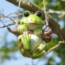 Resin Swinging frog decoration lawn home garden cartoon animal statue Ornament