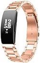NOOETAH Stainless Steel Wristbands Replacement Strap Compatible for Fitbit Inspire HR/Inspire 2/Inspire/Ace 2 (Rose Gold)