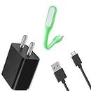 Nirsha Fast Charger Compatible For Nokia 3.1/Nokia 2.1/Nokia 1/Nokia 2/Nokia 3 Mobile Smartphone Charger,Hi Speed Charger,Universal 2.8 Amp with 1M Micro USB Charging Cable + Free USB Lamp (Black)