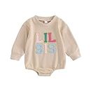 YINGISFITM Newborn Baby Girl Clothes Crewneck Sweatshirt Romper Sisters Sweater Shirts Onesie Fall Winter Cute Outfits (LIL SIS Begie, 0-3 Months)