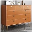 FICHET Commode Blanche Commode à 9 Tiroirs, Dressers Bedroom Funiture, Rock Slab Countertop Wood Dresser, Chest of Drawers Dresser for Bedroom, Larger Drawer Storage Space,Orange,9 Drawer