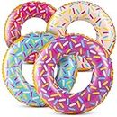 Inflatable Donuts - (Pack of 4) 24 Inch Donut Pool Toys for Kids in Assorted Color Rings with Sprinkles for Donut Party Decorations, Party Favors, Beach and Summer, Photo Props, Themed Birthday Décor
