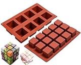 Whaline 2Pcs Square Mousse Cake Baking Mold 8 Cavity Square Silicone Mold15 Cavity Square Resin Mould for Homemade Caramel Hard Candy Truffle Chocolate Pudding Mold 3D Cube Ice Cream