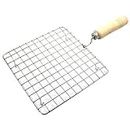 Jemei Kitchen Square Stainless Steel Roaster Papad Jali, Barbecue Grill with Wooden Handle