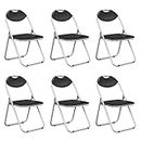 Folding Chairs 6 Pack, Foldable Chairs with Padded Seats & Back, Carrying Handle, Portable Commercial Seat, Metal Party Chairs for Indoor Outdoor Wedding Dining Home Office, Black