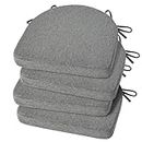 Shinnwa Chair Cushion with Ties for Dining Chairs [17 x 16.5 Inches] Non Slip Kitchen Dining Chair Pad and Seat Cushion with Machine Washable Cover Set of 4 - Dark Gray