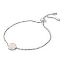 Michael Kors Women's Stainless Steel Silver-Tone Slider Bracelet with Crystal Accents, One Size, Brass, Cubic Zirconia
