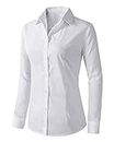 Beninos Women's Formal Work Wear White Simple Shirt (S, 225 White)