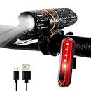 MAHAYOGI 1200 Lumen LED Bike Lights Tail Light - Super Bright Rechargeable Bike Front Light IPX6 Waterproof, 6 Modes Cycling Light Flashlight with Tail Light (USB Cables Included)