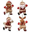 Christmas Decorations Sale, 4PCS Christmas Ornaments Gift Xmas Hanging Decoration Santa Claus Snowman Reindeer Bear Doll for Christmas Holiday Party Home Decor